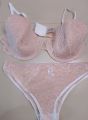 Women Push Up Underwire Bra and Panty Set / Women Push Up net Rose Gold Colour Lingerie Sets.