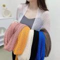2024 Mesh Ice Silk Knitted Cervical Support Summer Sun Protection Cardigan Outer Wear Women's Short Cape Air Conditioning Shirt Outer. 