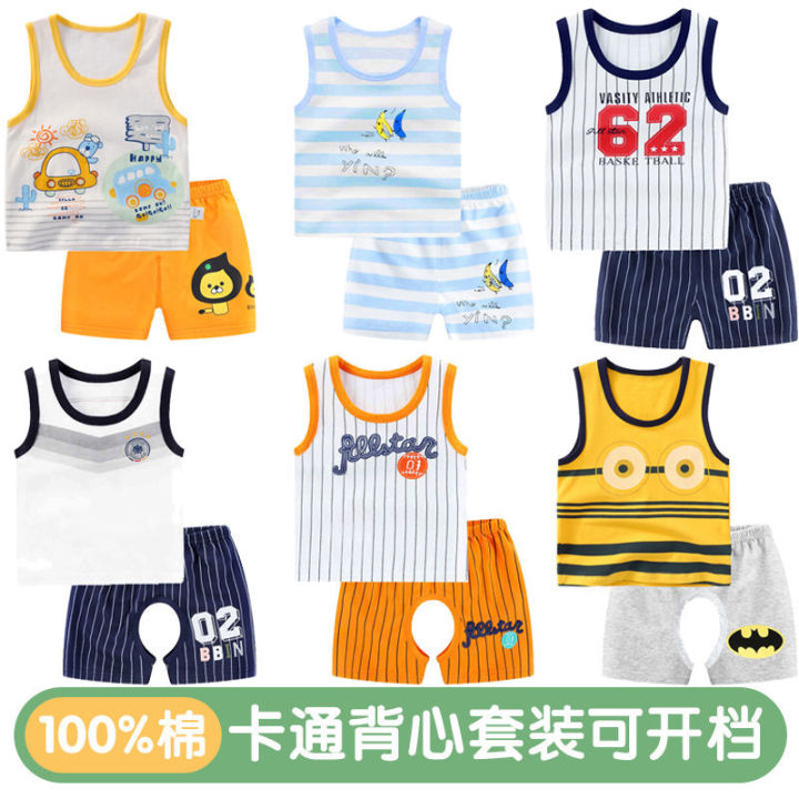 Baby%20Summer%20Pure%20Cotton%20Sleeveless%20Suit%20Baby%20Thin%20Vest%20Set%20Children%20Boys%20Little%20Boys%20Western%20Style%20Summer%20Sports%20-%20Image%202