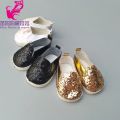 【The road to happiness Store】43cm  babe doll shoes black golden color 18 inch girl doll casual sneacker shoes toys shoes. 