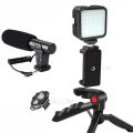 Vlogging Kit-01LM With Light, Table Tripod Stand, Microphone, Phone Holder, Bluetooth Remote. 