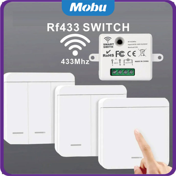 86 Wireless Smart RF 433Mhz 100-220V Wall Panel with Remote Control Mini Relay Receiver Home Led Light Lamp Switch