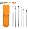 6PCS Ear Pick Set Portable Ear Cleaner Set Stainless Steel With PU Lather Cas. 