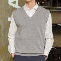 Sweater Vest Men Sleeveless Loose Warm Solid Color V-neck Pullover Waistcoat. 
