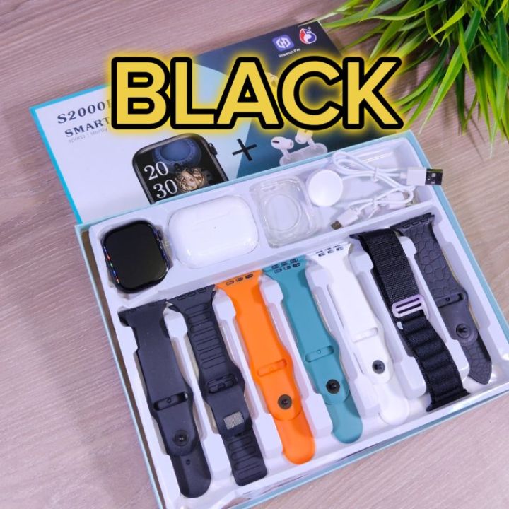 S2000 Pro Max Smart Watch with Wireless AirPods Pro – 10-in-1 Mega Combo Pack – 7 Changeable Straps/Belts with Free Protective Watch Cover – Bluetooth Call & Fitness Tracker Smartwatch for Men & Women
