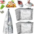 Bag Large Capacity Aluminum Foil Food Bag Leakproof Freezer Safe Kitchen Fresh Bag Fresh-keeping Reusable Zip Lock Bag 10 Pcs.