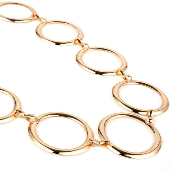 Fashion%20Womens%20Full%20Circle%20Metal%20Wide%20Chain%20Belt%20Waist%20Dress%20Adjusted%20Waistband%20MJD%20-%20Image%202