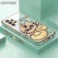 Hontinga for Samsung A52S 5G Back Cover Luxury 6D Plating Cartoon Get Rich Side Pattern Caese Soft Silicone Square Phone Cases.