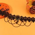 Retro Black Lace Tassel Choker Necklace Clavicle Chain False Collar Gothic Style Adjustable Lace Necklace for Women Girls.