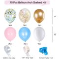 75 Kit Balloon Garland,White Balloons+Pink Balloons+Blue Balloons+Gold Confetti Balloons,Birthday Balloons Party Decor. 