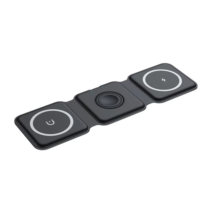 Charging Station for Apple Multiple Devices - 3 in 1 Foldable Magnetic Wireless Charger Dock - Travel Charging Pad for iPhone 16 15 14 13 12 Pro Max Plus Watch & Airpods