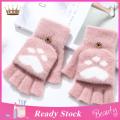 Trendygirl Women Lovely Winter Fingerless Cat Paw Thicken Warm Gloves-Girls Fashion screen Fingerless Sports Gloves For Outdoor Cycling, Camping, Motorcycle, Running. 