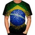 Fashion Summer Brazilian Flag 3d Printed Men's T-shirt Short Sleeve Top Football Quick Drying Quality Round Neck Boutique Shirt. 