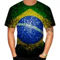 Fashion Summer Brazilian Flag 3d Printed Men's T-shirt Short Sleeve Top Football Quick Drying Quality Round Neck Boutique Shirt. 