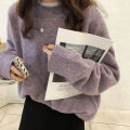 M50 round Neck Sweater Women's Loose Lazy Style Mori Women's Soft Glutinous Outer Wear Japanese Style Sweater Pullover Top Inner Base. 