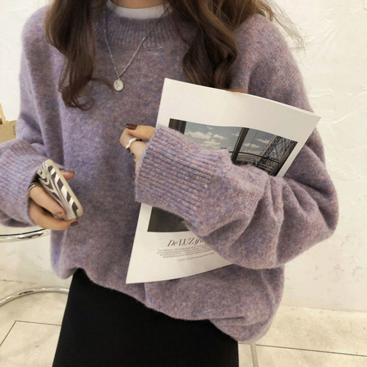 M50%20round%20Neck%20Sweater%20Women's%20Loose%20Lazy%20Style%20Mori%20Women's%20Soft%20Glutinous%20Outer%20Wear%20Japanese%20Style%20Sweater%20Pullover%20Top%20Inner%20Base%20-%20Image%207