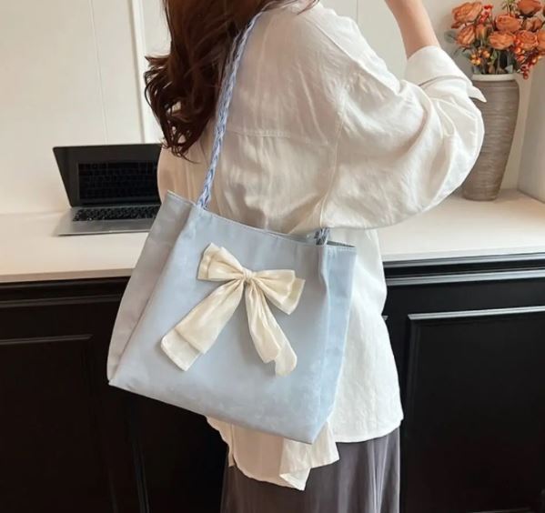 Bowknot Underarm Bags Large Capacity Korean Bow Tote Handbag Y2K Sweet Bowknot Armpit Bag Lady