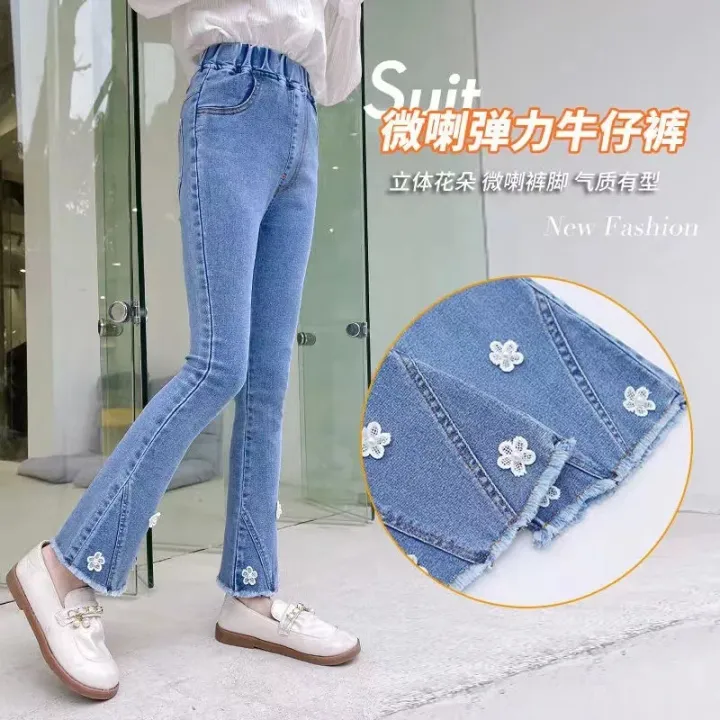 Girls'%20pants%20spring%20and%20autumn%20wear%202024%20new%20foreign%20elastic%20slim%20denim%20flared%20pants%20children's%20spring%20pants%20-%20Image%206