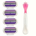 3-Layer Manual Razor With 4 Blades For Women, Classic Razor, Shaving, Replacement Refills, Skin Protection. 