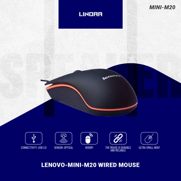 Lenovo-Mini-M20%20Wired%20Mouse%201200Dpi%20Optical%20Usb%202.0%20-%20Pro%20Gaming%20Mouse%20Optical%20Mice%20Frosted%20Surface%20For%20Computer%20Pc%20&%20Laptop%20-%20Image%202