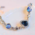 Titanic Heart of Ocean Bracelets for Women Peach Heart Blue Crystal Zircon Bracelets Female Wedding Engagement Jewelry - Breslet For Women - Bracelet For Women. 