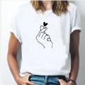 Cotton 100% Than Heart T-shirt Harajuku Style Fashion Than Heart Love Simple Fashion Large Size Loose T-shirt Women Ins Tops Tee. 