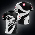 Poland Fire Graphic Customized Football Tees Summer Outdoor Streetwear Men's Fashion Jersey Loose Oversized Sportswear T-shirts. 