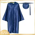 Enigma- Men Academic Robe with Tassels Premium Unisex Graduation Robe Hat Set for College Bachelor Doctor Master Ceremony Front Zipper V Neck Tassel Year Tag High Quality Gown Cap Tassel Set Fast Shipping. 