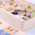 Four Little Bears Change Clothes Baby Kids Early Education Wooden Jigsaw Puzzle Cartoon Bear Dressing Game Wooden Puzzle Toys. 