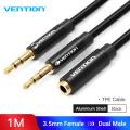 【3C VictoryEagle】Audio Extension Cable Headphone for Computer 3.5mm to 2 Male 3.5mm Mic Y Splitter Headset to PC Adapter. 