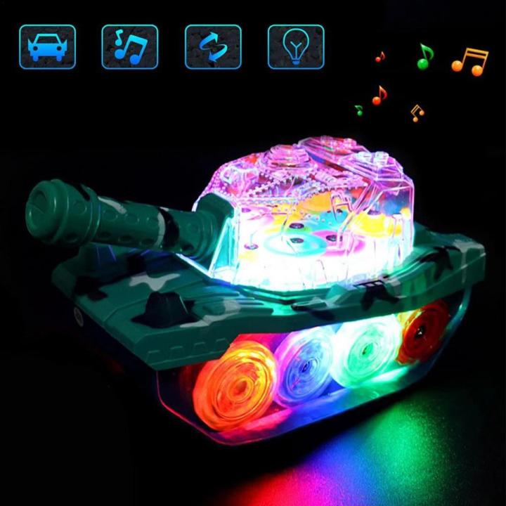 Transparent Gear, 3D Light And Music System Battery Operated Toy Tank