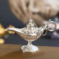 12cm(4.7)Classic Rare Hollow Legend Aladdin Magic Genie Lamps Incense Burners Retro Wishing Oil Lamp Home Decor Gift.
