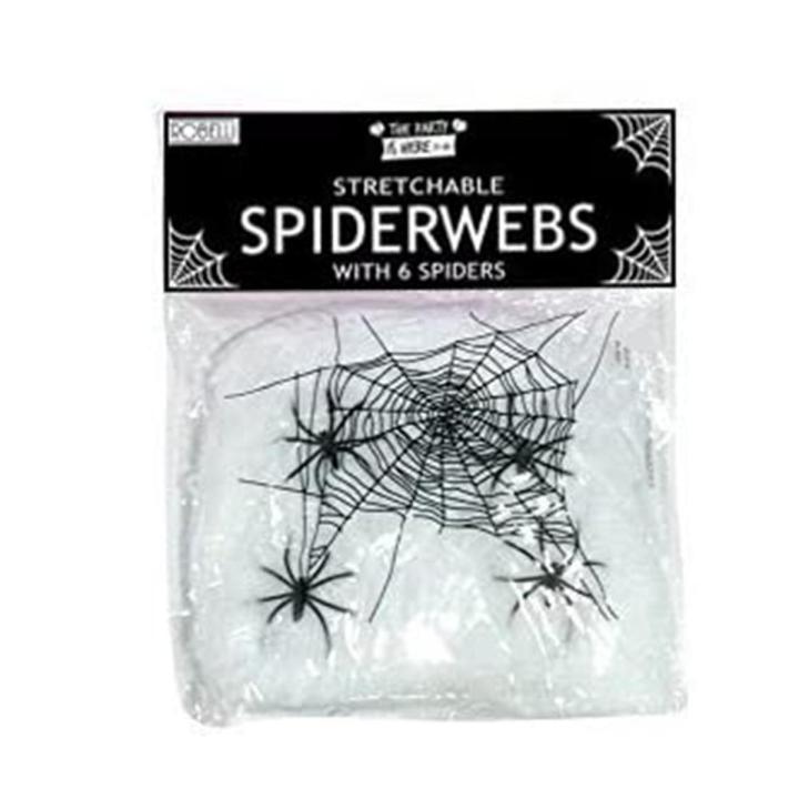 MA Halloween Decorations Cotton Spider Web Stretchy Spider Webs With Spider-white