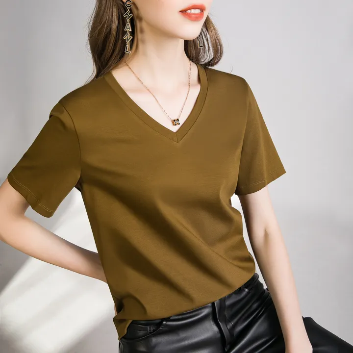 High%20count%2080%20counts%20double-sided%20mercerized%20cotton%20short%20sleeve%20white%20T-shirt%20women's%20summer%20women's%20loose%20round%20neck%20V-neck%20versatile%20T-shirt%201688%20-%20Image%207