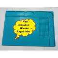 Heat Insulation Silicone Repair Mat, Anti-Static Station Magnetic Repair Silicone Work Pad For Cellphone, Laptop, Watch, Heat Resistant Pad 500°C For Soldering Station Iron- Blue 12.5 x 9 Inch. 