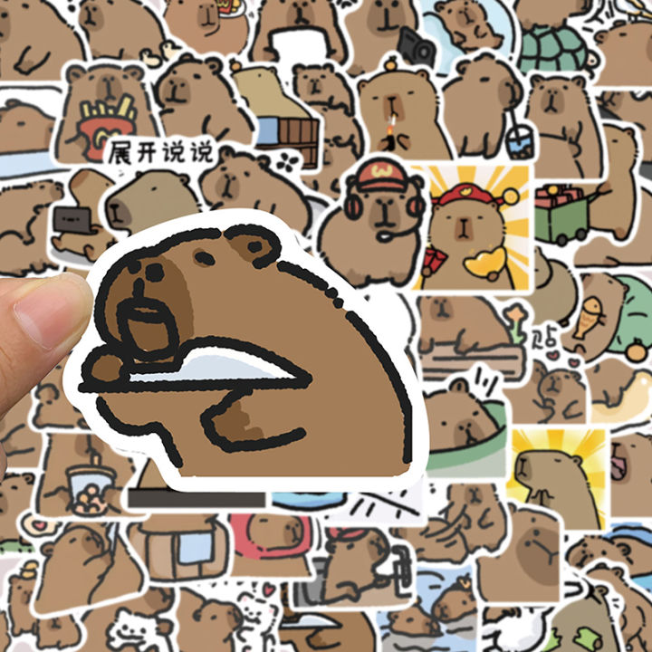62Pcs Cute Stickers Capybara Water Bottle Notebook Sticker Laptop Car Motorcycle Aesthetic Decals Skates Phone Case Kids' Luggage Fengshi
