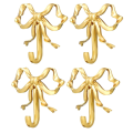 4 Pack Gold Bow-Knot Hooks Brass Bow Wall Hooks.