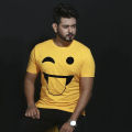 Yellow Cotton EMOJI Short Sleeve Tshirt For Men - T Shirt - T Shirt - T Shirt. 
