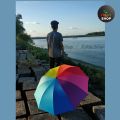 RAISA Rainbow Fashionable Long Handle 16 Ribs UV Block Layer Windproof Dual Sunny and Rainy Umbrellas.