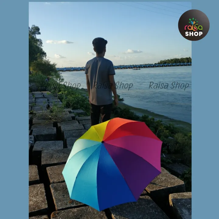 RAISA%20Rainbow%20Fashionable%20Long%20Handle%2016%20Ribs%20UV%20Block%20Layer%20Windproof%20Dual%20Sunny%20and%20Rainy%20Umbrellas%20-%20Image%205