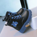 2023 Spring/Autumn New Boys' Versatile Children's Martin Boots, Kids' Girls' Anti-Slip Soft-soled Black Leather Booties. 