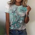 2022 Women's T shirt Summer Butterfly 3D Print Short sleeve Tees Fashion Casual T-shirts For Women Daily Street Women's Clothing. 