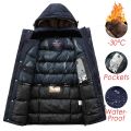 Men Winter Long Casual Thick Fleece Hooded Waterproof Parkas Jacket Coat Men Outwear Fashion Pockets Parka Jacket 46-58.