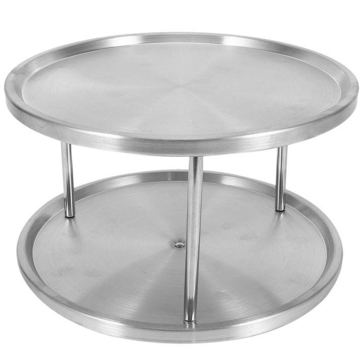 Spice Rack Stainless Steel Organizer Tray 360 Degree Turntable Rotating ...