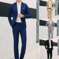 Men Formal 2 Pieces Suit Set Fashion New Boutique Business Dress Wedding Groom Suit Coat Blazers Trousers Suits Clothing Sets KEEMEEUYZO. 