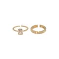 Japan and South Korea Geometric Square Zircon Ring Women's Fashion S925 Silver Stripe Open Ring ins Design Sense Index Finger Ring.