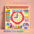 Montessori Teaching Aids Children's Calendar Weather Cognitive Board Date Recognition Clock and Time Puzzle 3 to 6 Year-Old Toy. 