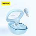 Baseus Bowie WM02+ Wireless Bluetooth Earphone Transparent Case With Smart Display Wireless Earbuds With Mic Touch Control App Support Low-Latency Earphone. 