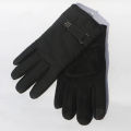 Black Touch Screen UNISEX Leather Pleat Cuff Black Winter Gloves. 