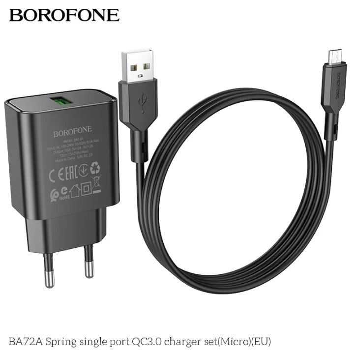 BOROFONE%20BA72A%2018W%20Fast%20Charger%20With%20Micro%20USB%20Cable%20Spring%20Single%20Port%20QC3.0%20Fast%20Charger%20Set%20Micro%20USB%20EU%20Plug%20-%20Image%203